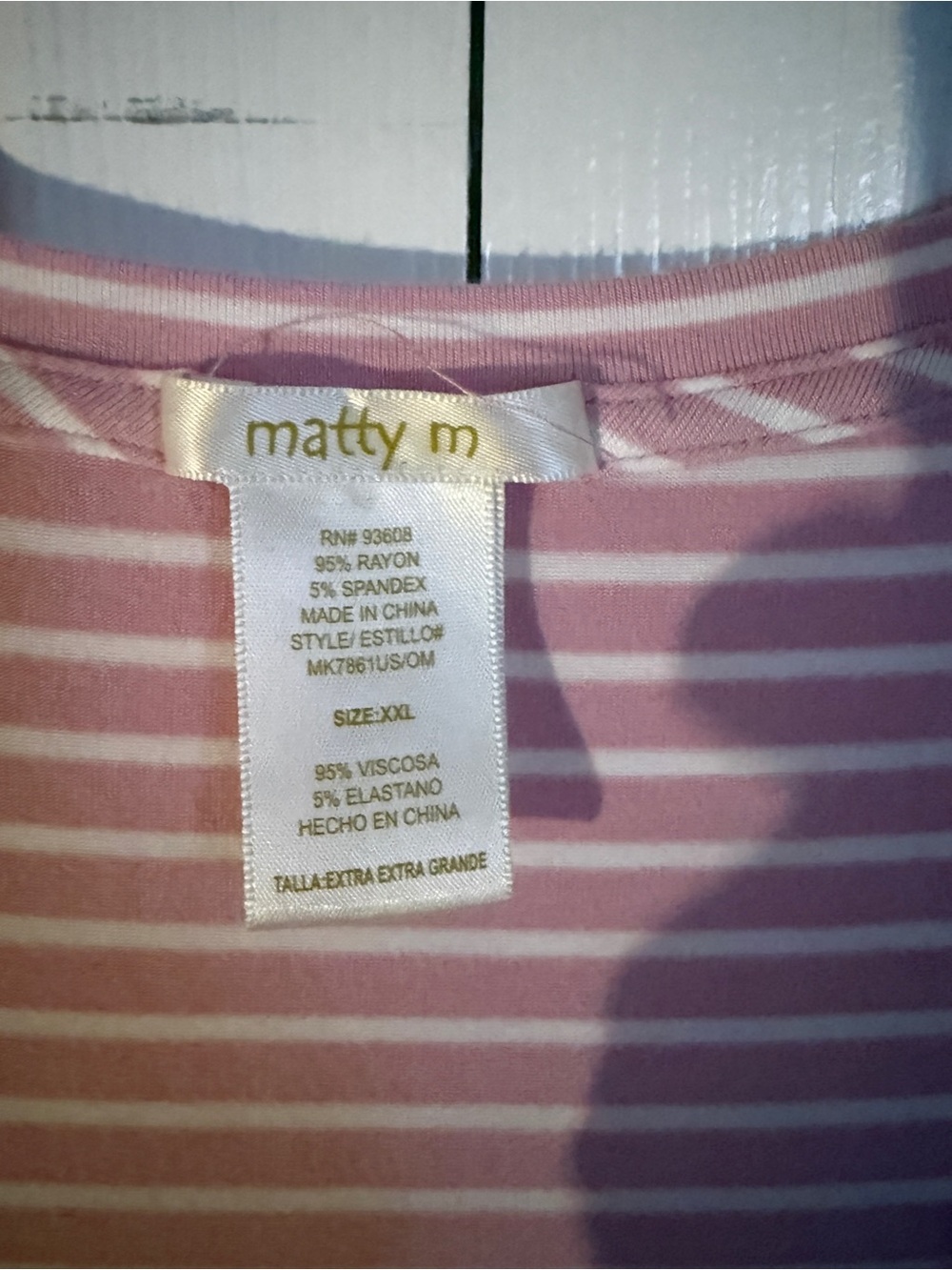 Matty M Pink & White Striped Tee